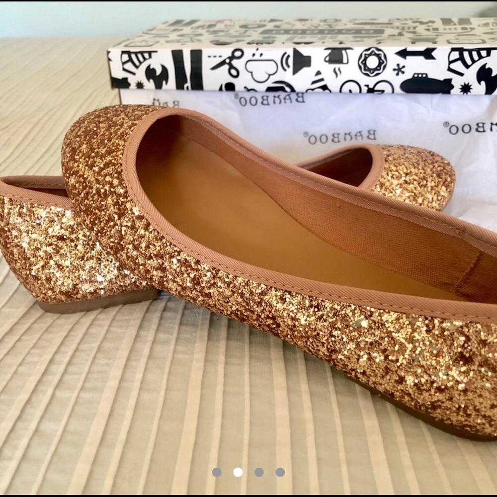 Rose Gold Glitter Ballet Flats ✨ Size 8